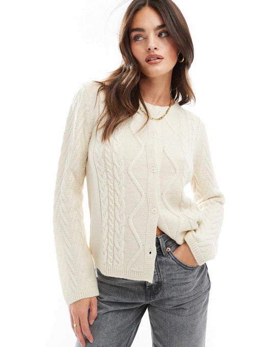 Mixed Stitch Knitted Cardigan