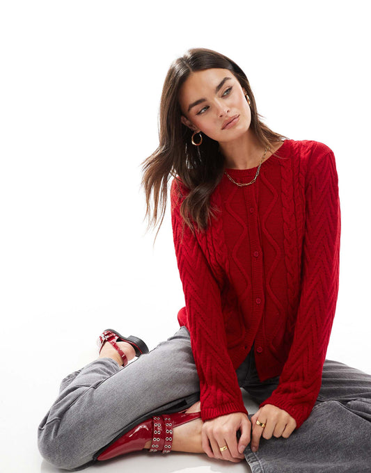 Mixed Stitch Knitted Cardigan