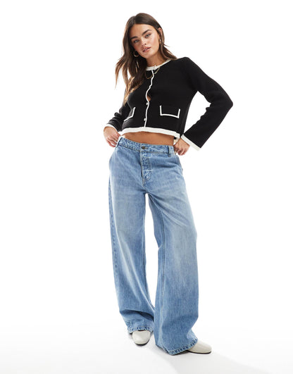 Contrast Tipping Knitted Cardigan
