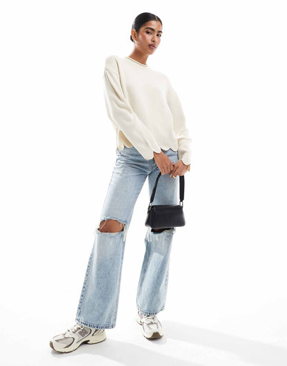 Knitted Jumper With Scallop Edge