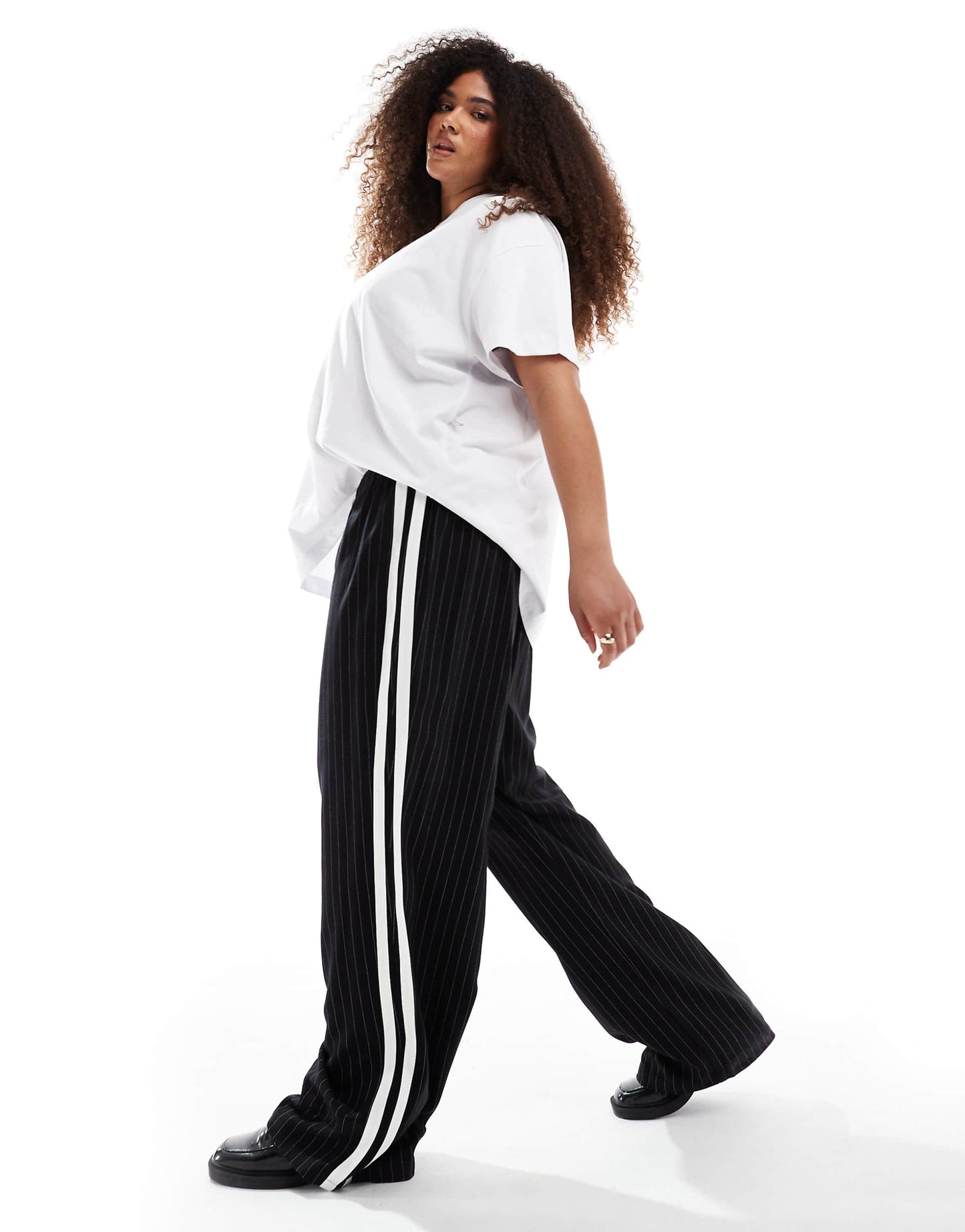 Plus Exclusive Side Stripe Wide Leg Trousers