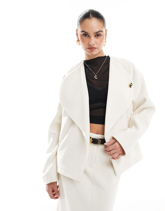 Oversized Lapel Jacket With Gold Button Detail Co-Ord