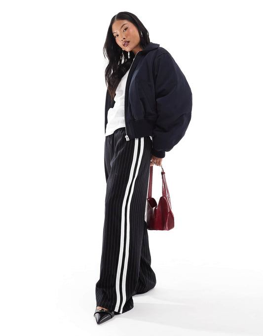 Petite Side Stripe Wide Leg Trousers