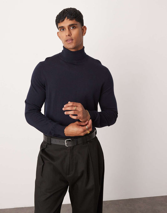 Fine Knit Turtle Neck Long Sleeve Jumper