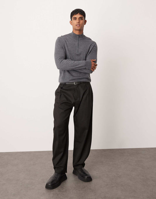 Regular Fit Quarter Zip Wool Sweatshirt