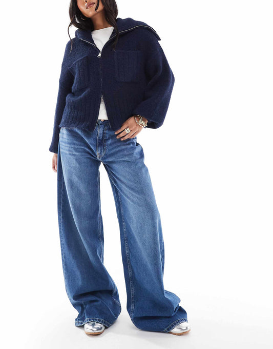 Petite High Waisted Wide Leg Jeans