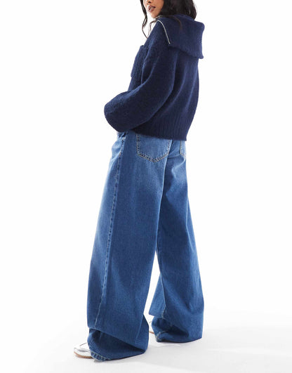 Petite High Waisted Wide Leg Jeans