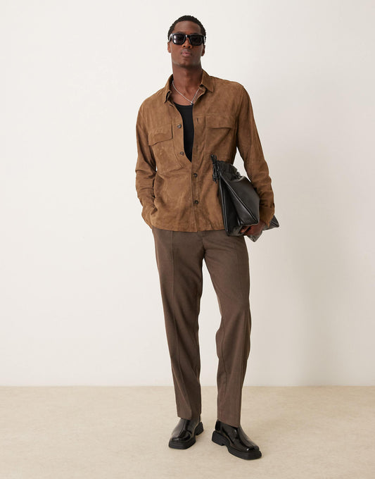 Classic Collar Button Down Suede Jacket