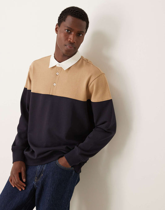 Contrast Detail Long Sleeve Polo