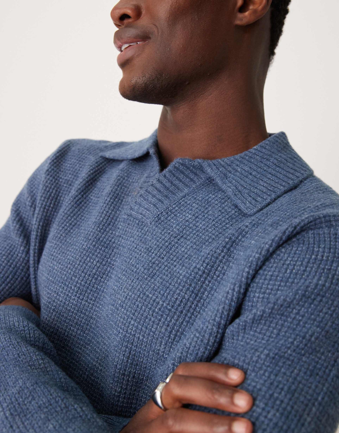 Ribbed Detail Collar Knit Jumper