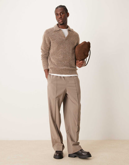 Oversized Collar Wool Jumper Light Brown