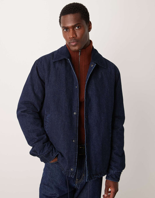 Elasticated Detail Denin Bomber Jacket