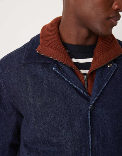 Elasticated Detail Denin Bomber Jacket