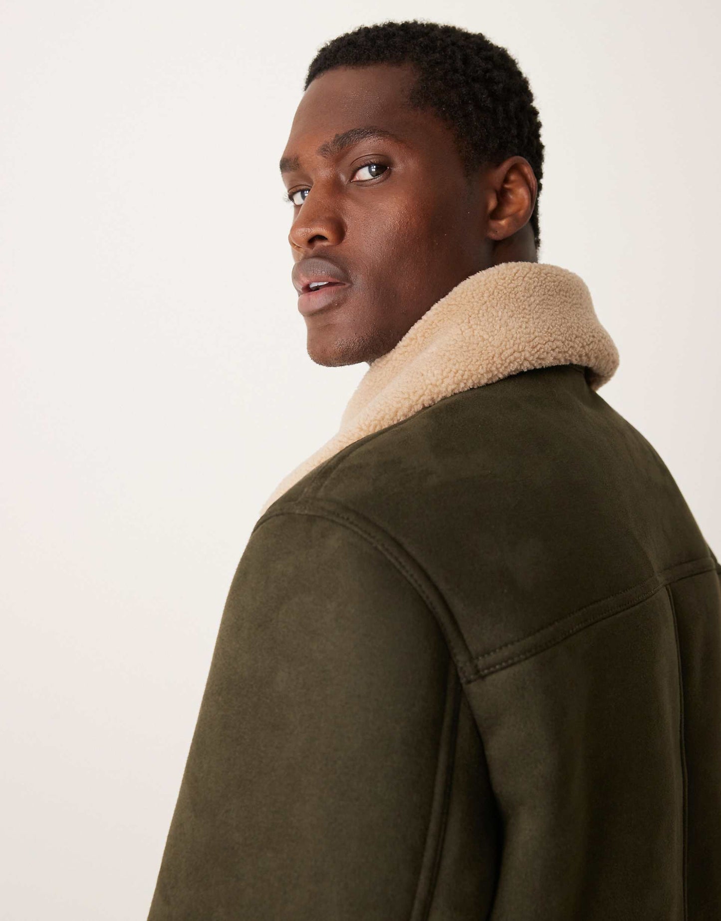 Borg Collar Button Down Avaitor Jacket