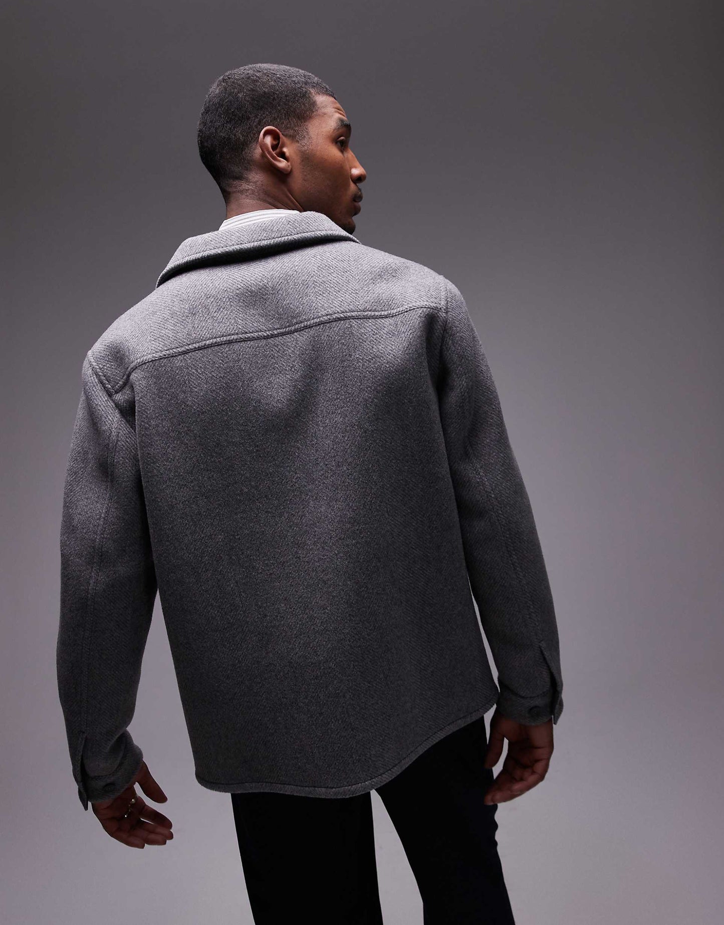 Button Down Herringbone Shacket