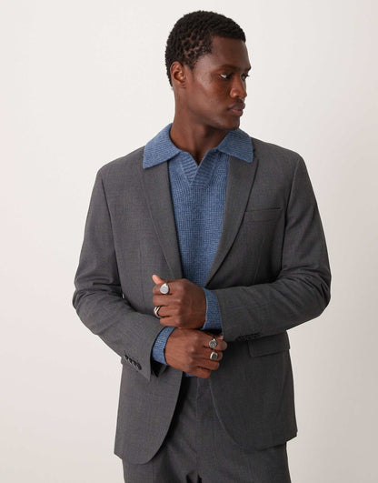 Regular Fit Double Breasted Herringbone Blazer Co-Ord