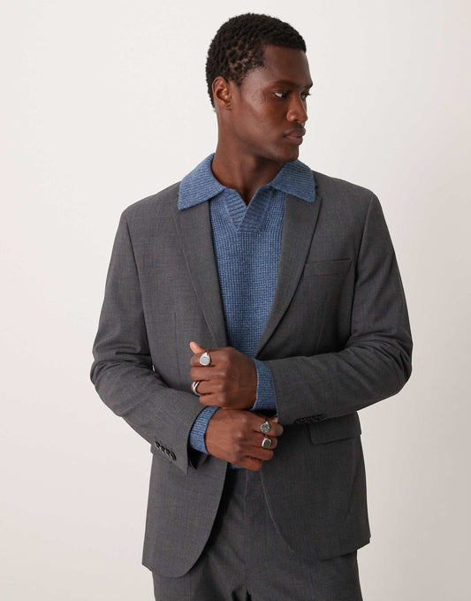 Regular Fit Double Breasted Herringbone Blazer Co-Ord