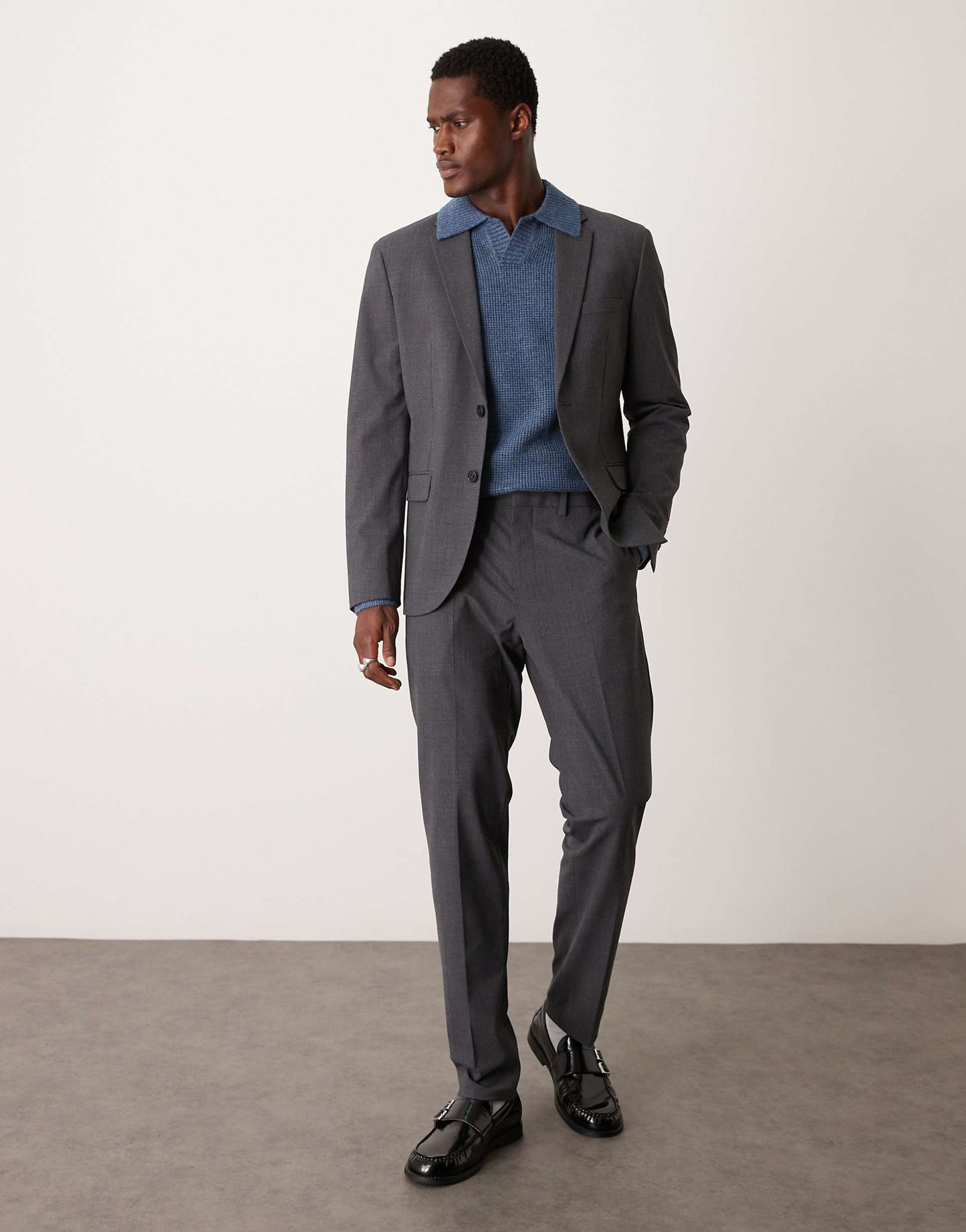 Regular Fit Double Breasted Herringbone Blazer Co-Ord