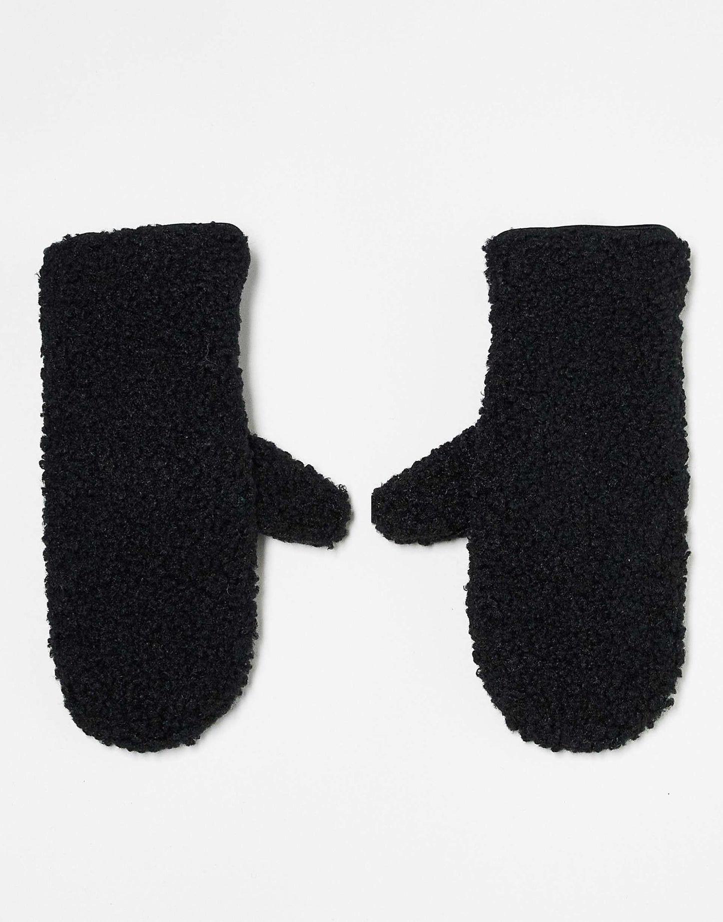 Leather Look And Borg Mix Mittens