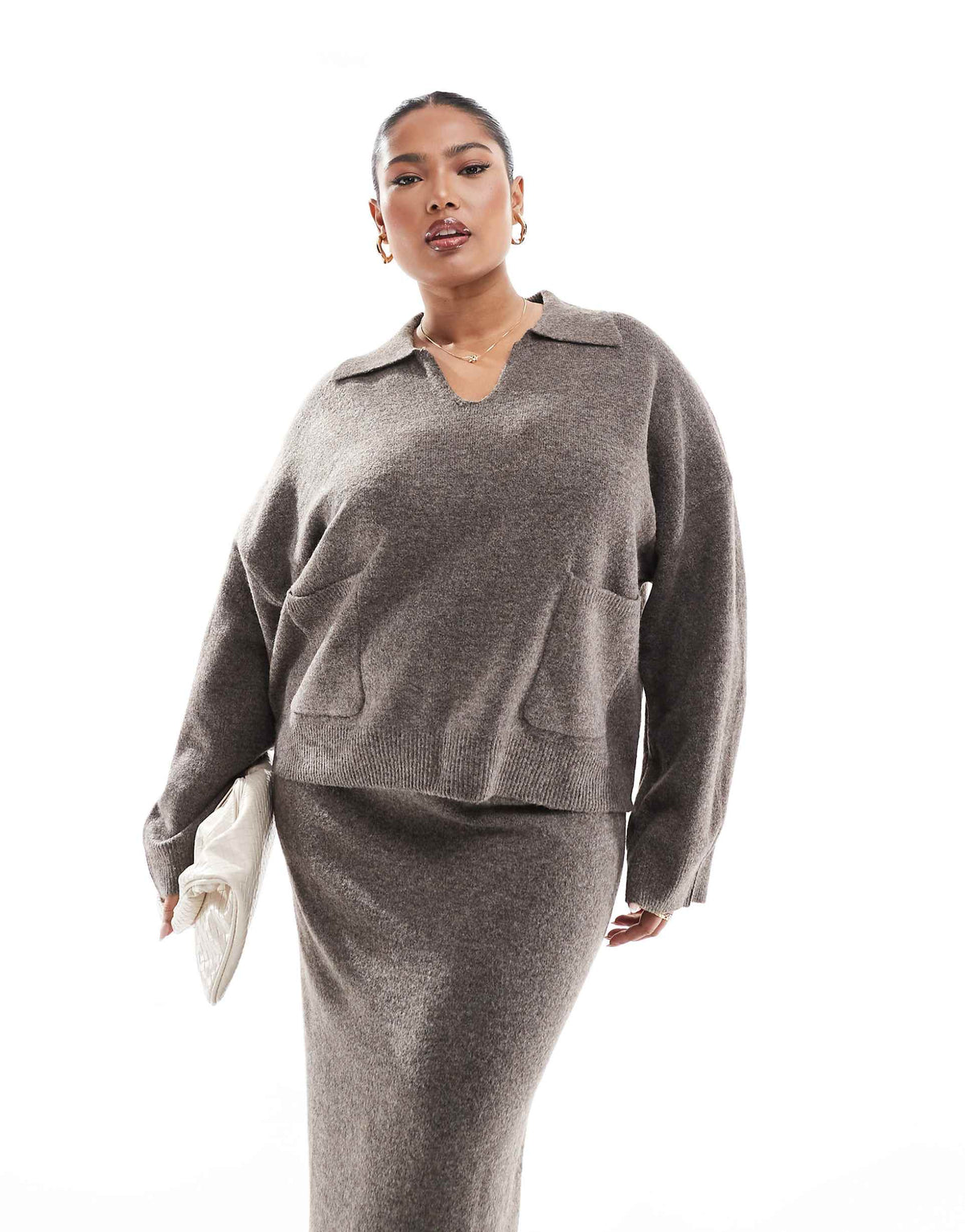 Curve Open Polo Neck Jumper Co-Ord