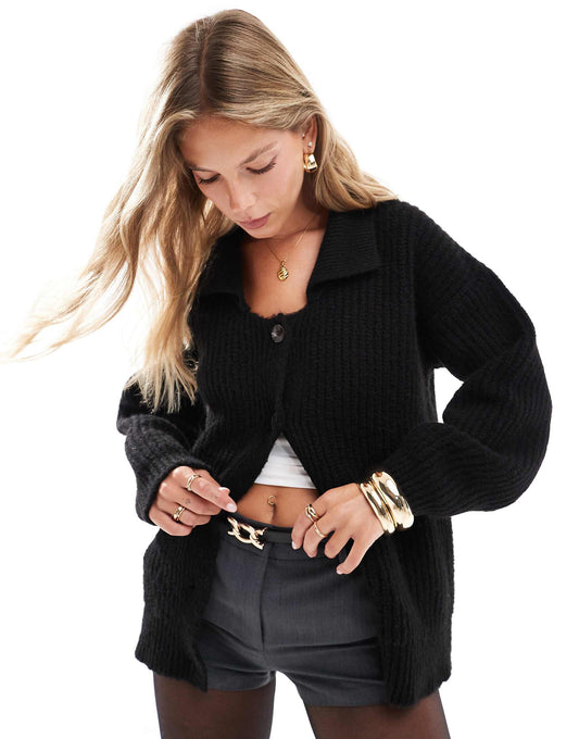 Chunky Collared Oversized Cardigan