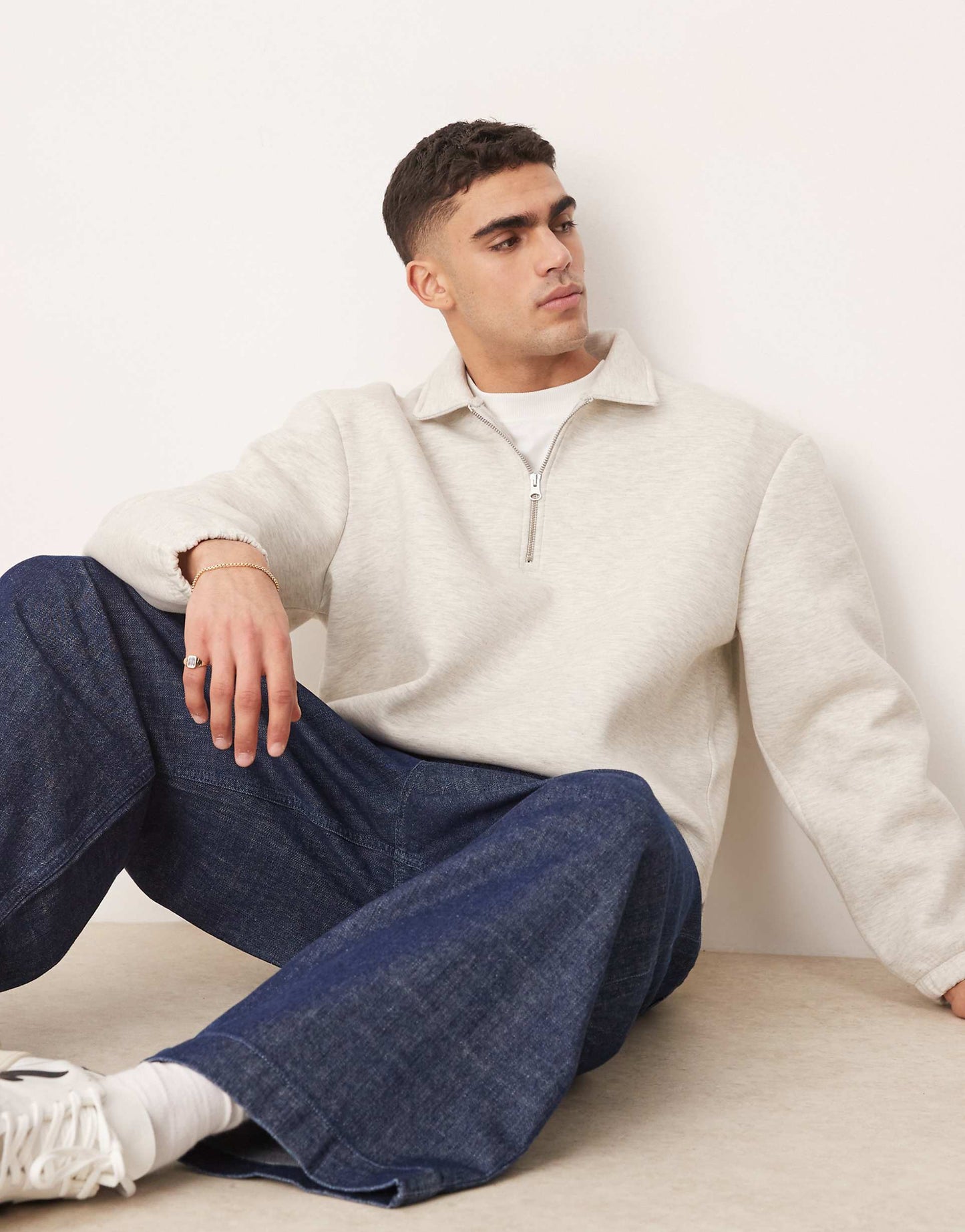 Oversized Boxy Quarter Zip Scuba Sweatshirt