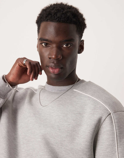 Boxy Scuba Sweatshirt With Piping