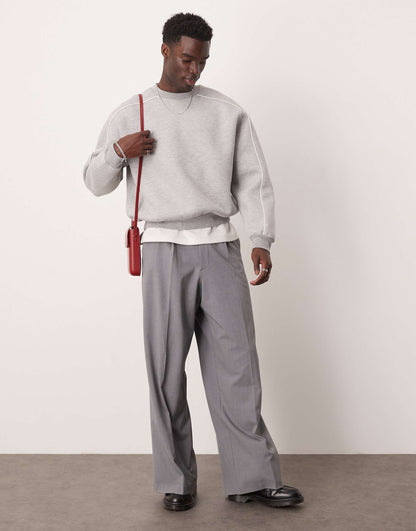 Boxy Scuba Sweatshirt With Piping