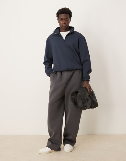 Oversized Boxy Scuba Quarter Zip Sweatshirt