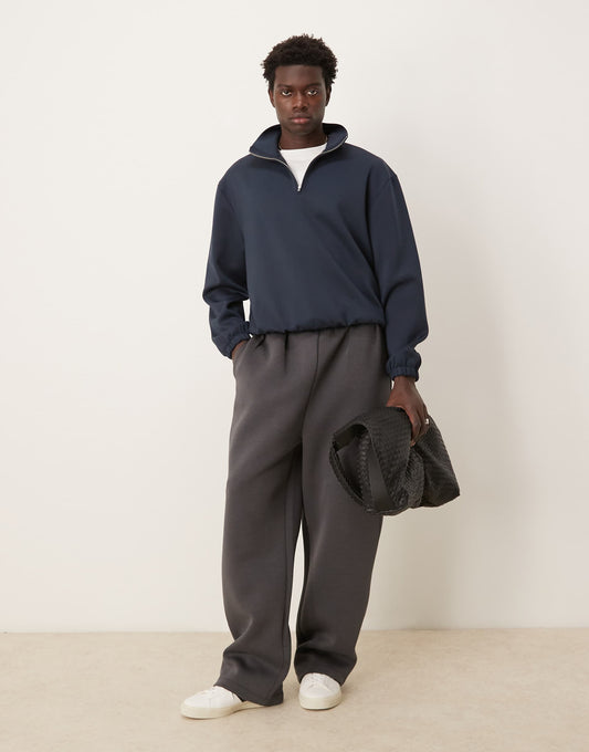 Oversized Boxy Scuba Quarter Zip Sweatshirt