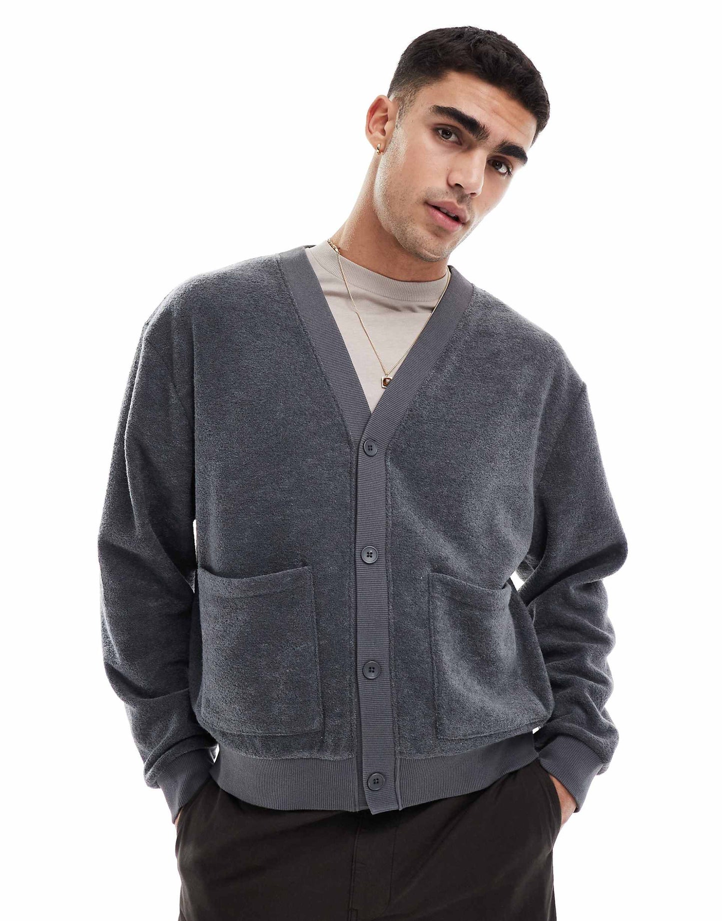 Oversized Boxy Towelling Cardigan