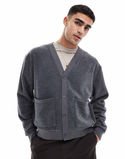 Oversized Boxy Towelling Cardigan
