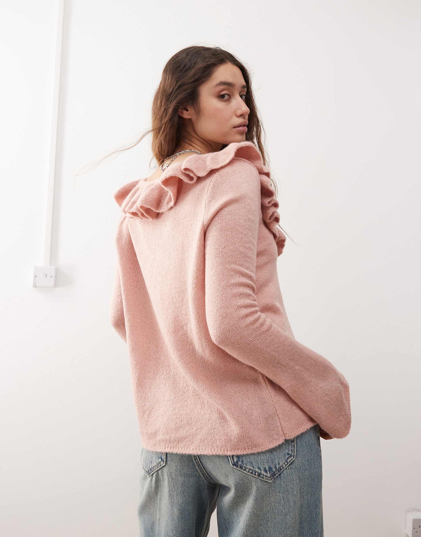 Ruffle Detail Tie Front Cardigan