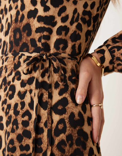 V Neck Wrap Style Long Sleeve Maxi Dress