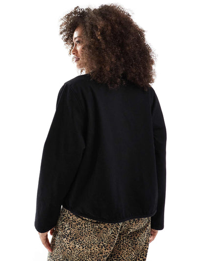 Denim Long Sleeve Tie Front Top