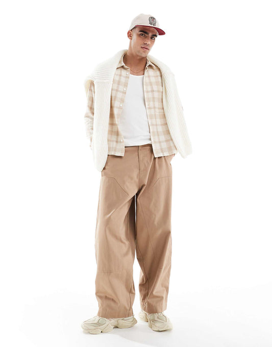 Oversized Baggy Canvas Trouser With Knee Panels