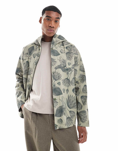 Hooded Jacket With Flower Print