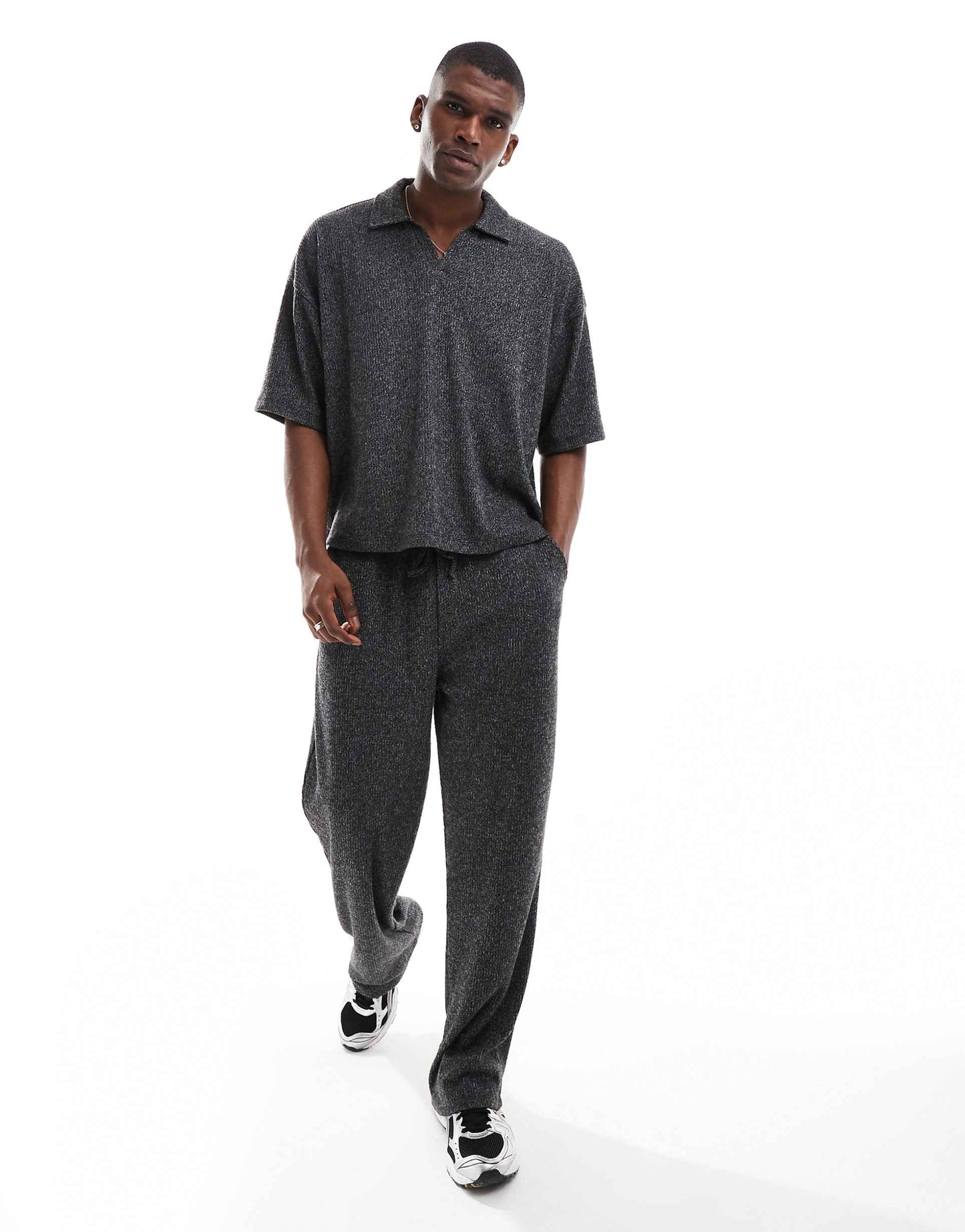 Co-Ord Heavyweight Premium Baggy Trousers With Brushed Rib
