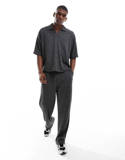 Co-Ord Heavyweight Premium Baggy Trousers With Brushed Rib