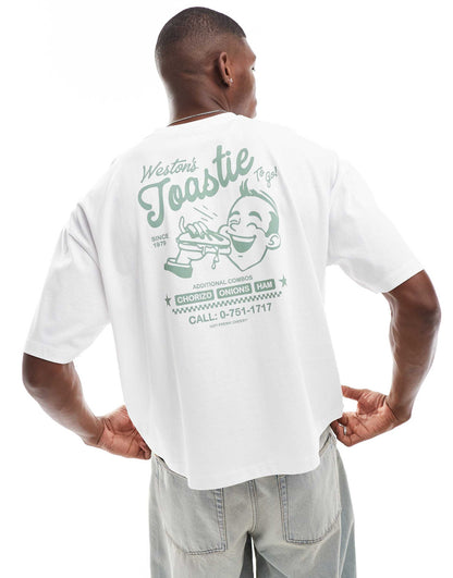 Oversized Boxy T-Shirt With Food Graphic