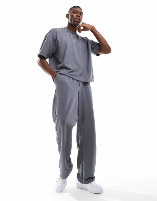 Co-Ord Super Baggy Trousers With Heavyweight Waffle Texture