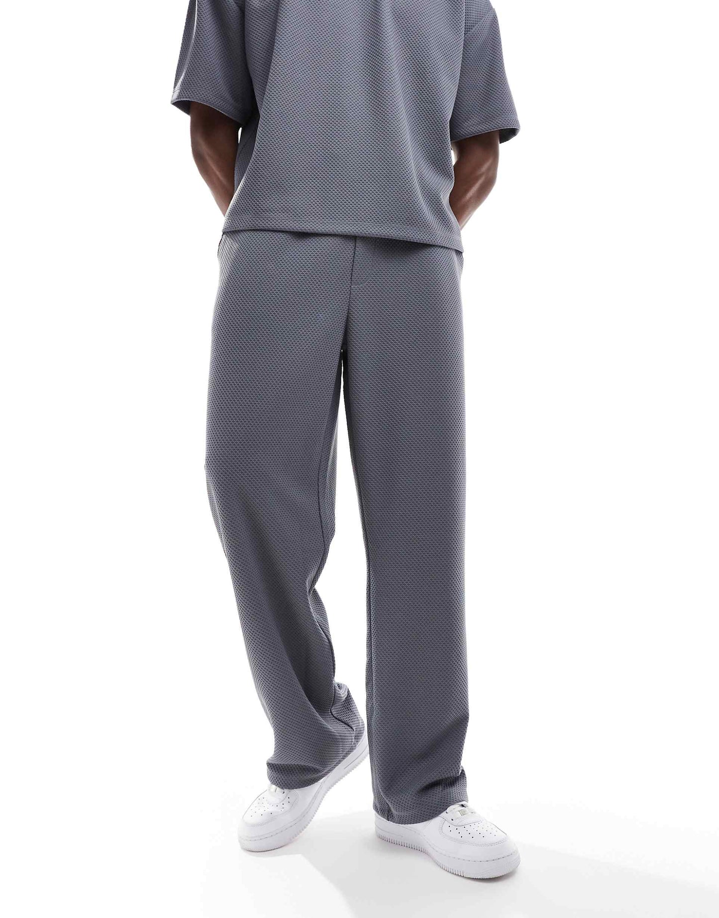 Co-Ord Super Baggy Trousers With Heavyweight Waffle Texture