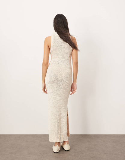 Boucle Open Knit Racer Maxi Dress