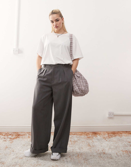 Wide Leg Tailored Trousers