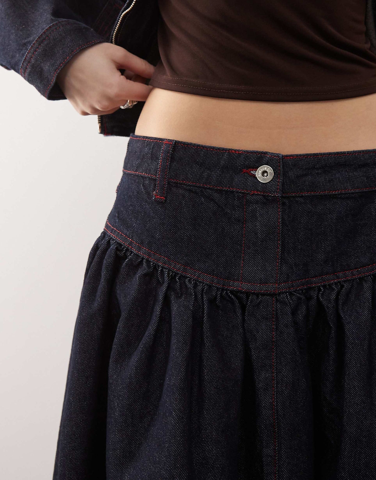 Denim Drop Waist Midi Skirt Co-Ord