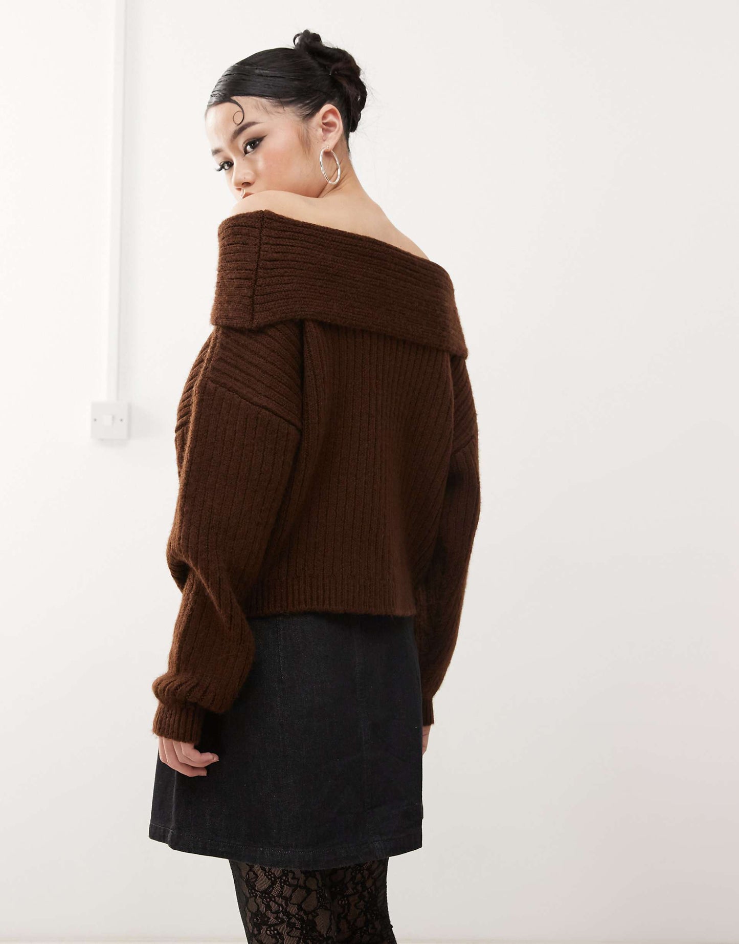 Oversized Knitted Off Shoulder Jumper