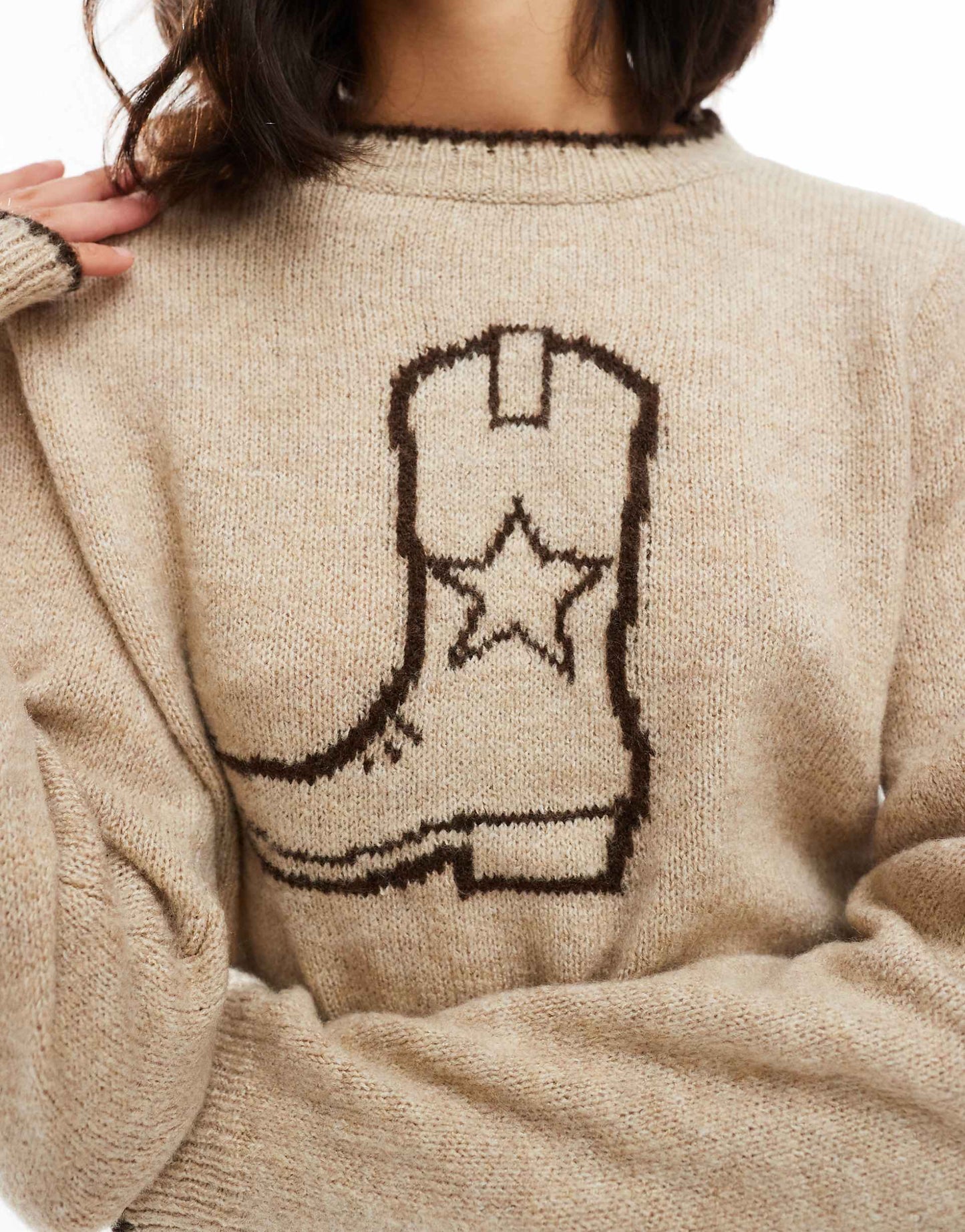 Knitted Oversized Jumper With Cowboy Boot