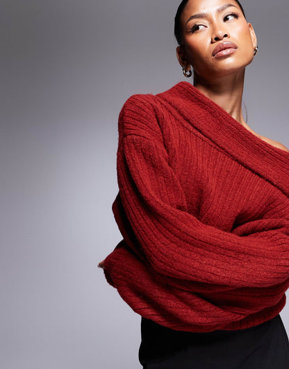 Oversized Knitted Off Shoulder Jumper