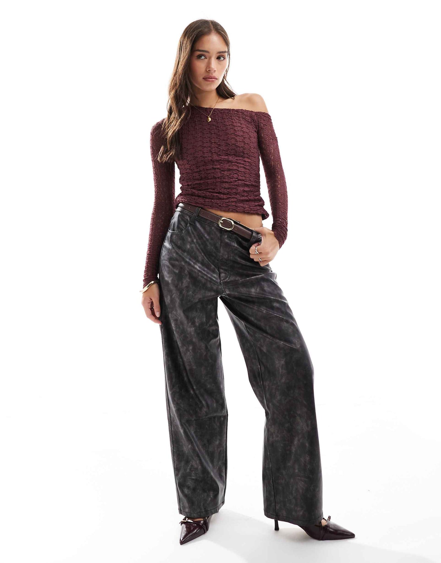 Asymmetric One Shoulder Lace Top