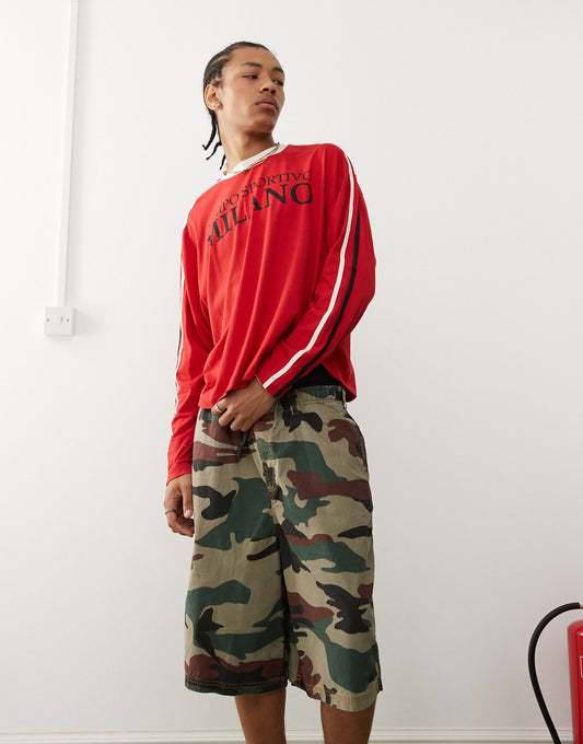 Long Sleeve Retro Ringer T-Shirt With Milano Print